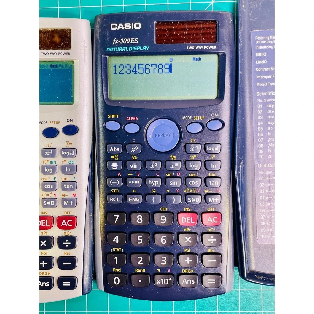Casio FX-300ES & 115ES Lot of 2 Natural Display Scientific Math Solar Calculator